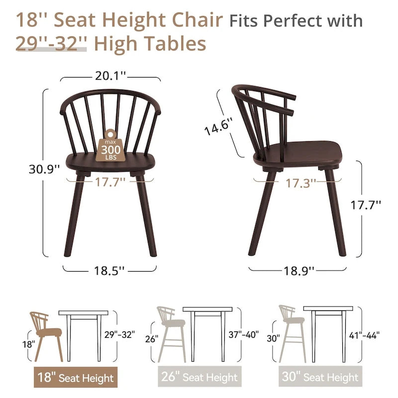 Set of 4 Wooden Spindle Back Dining Chairs