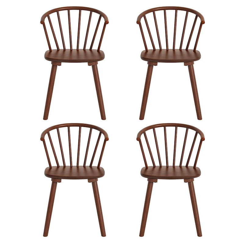 Set of 4 Wooden Spindle Back Dining Chairs