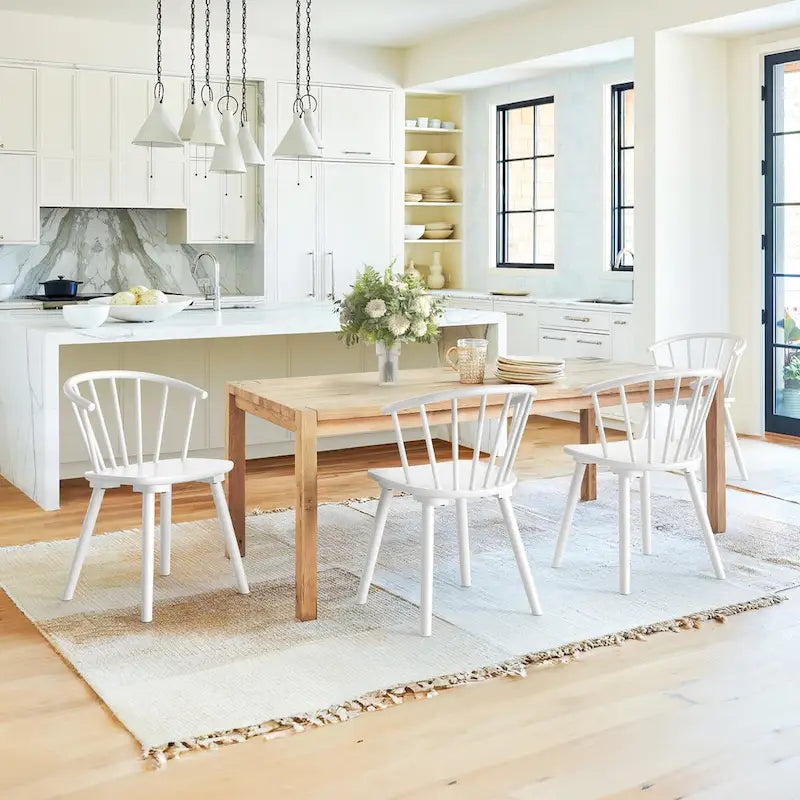 Set of 4 Wooden Spindle Back Dining Chairs