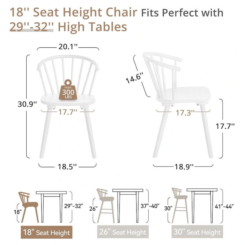 Set of 4 Wooden Spindle Back Dining Chairs