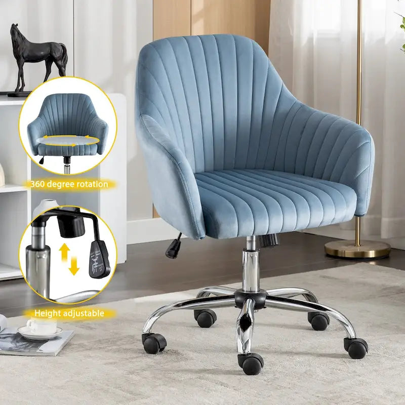 Home Office Leisure Chair with Adjustable Height and Universal Casters