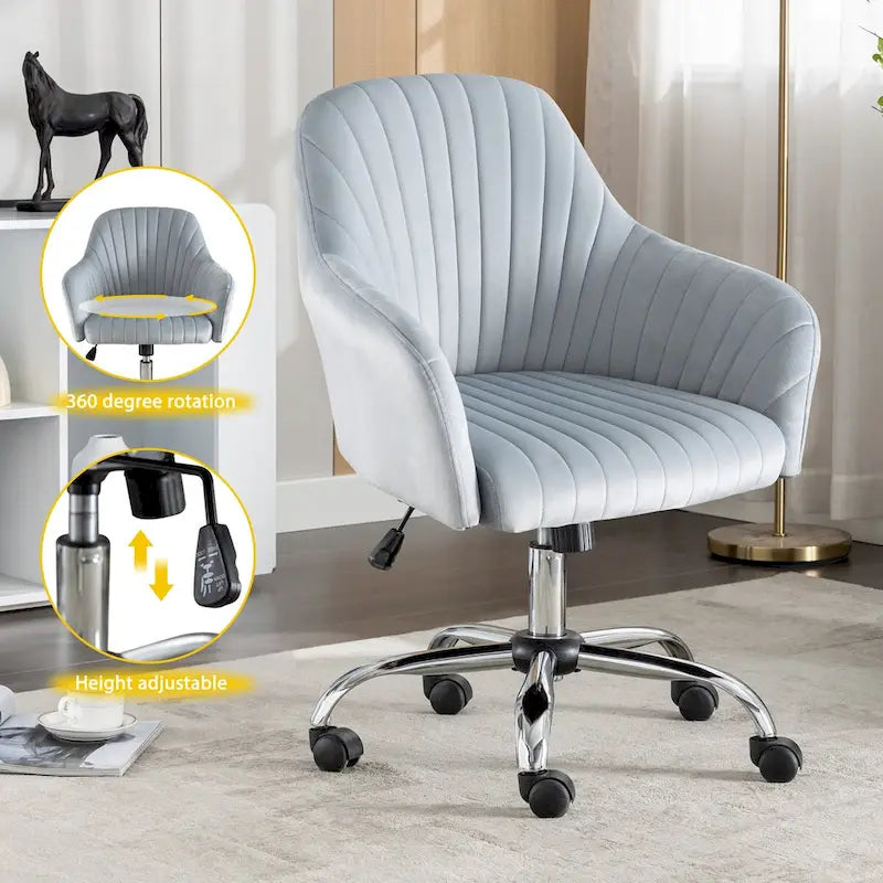 Home Office Leisure Chair with Adjustable Height and Universal Casters