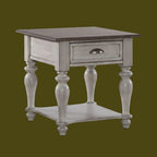 Antique White & Weathered Pine Drawer End Table