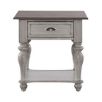 Antique White & Weathered Pine Drawer End Table