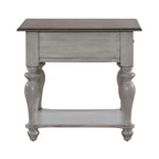 Antique White & Weathered Pine Drawer End Table