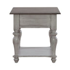 Antique White & Weathered Pine Drawer End Table