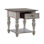 Antique White & Weathered Pine Drawer End Table