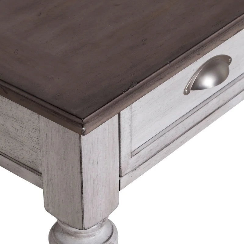 Antique White & Weathered Pine Drawer End Table