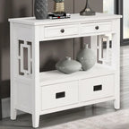 36" Console Table with 4 Drawers and Open Storage Shelf