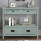 36" Console Table with 4 Drawers and Open Storage Shelf