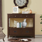 36" Console Table with 4 Drawers and Open Storage Shelf