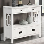 36" Console Table with 4 Drawers and Open Storage Shelf