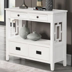 36" Console Table with 4 Drawers and Open Storage Shelf