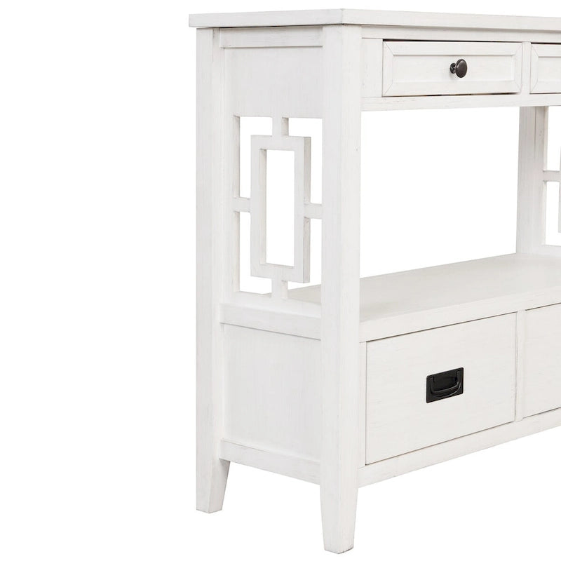 36" Console Table with 4 Drawers and Open Storage Shelf