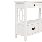 36" Console Table with 4 Drawers and Open Storage Shelf