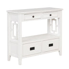 36" Console Table with 4 Drawers and Open Storage Shelf