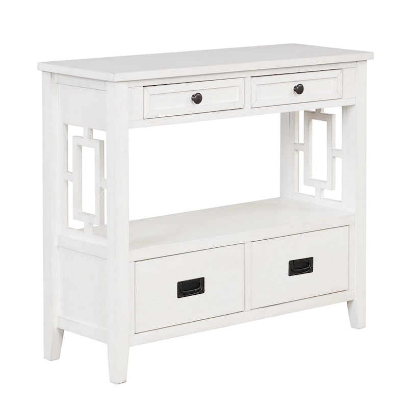 36" Console Table with 4 Drawers and Open Storage Shelf