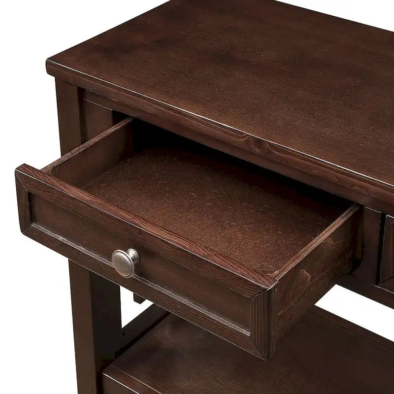 36" Console Table with 4 Drawers and Open Storage Shelf