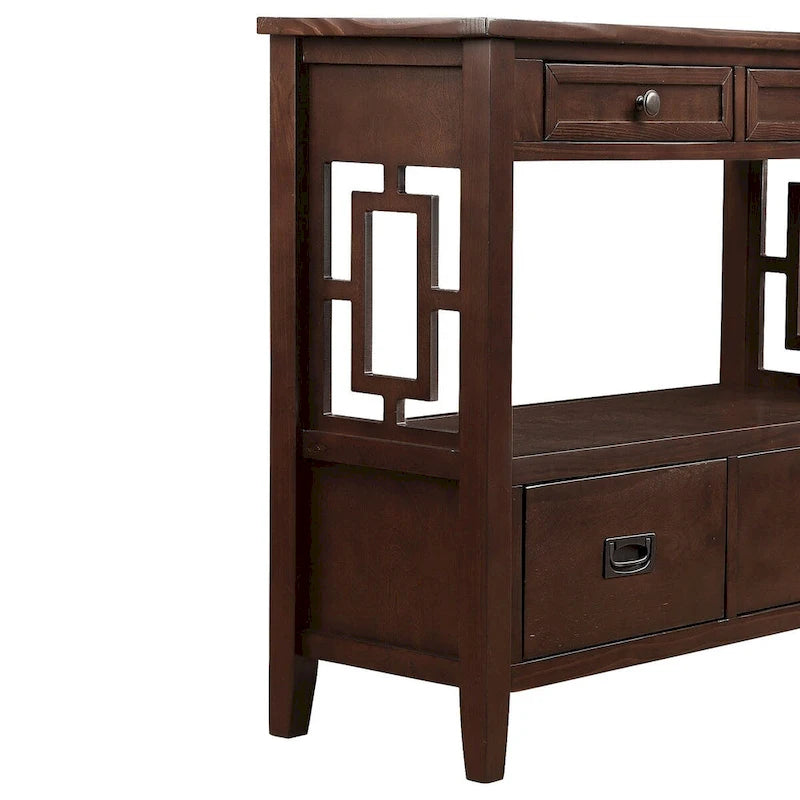 36" Console Table with 4 Drawers and Open Storage Shelf