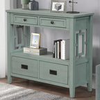 36" Console Table with 4 Drawers and Open Storage Shelf