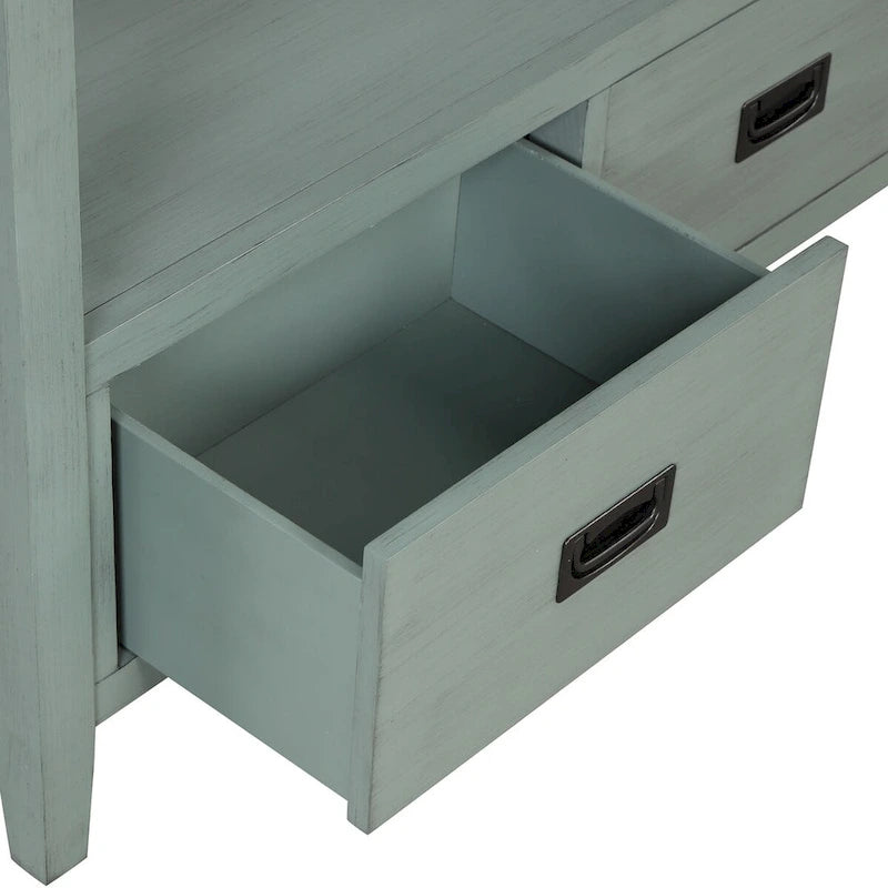 36" Console Table with 4 Drawers and Open Storage Shelf