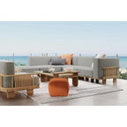 31" Teak Wood Outdoor Coffee Table with Plank-Style Top
