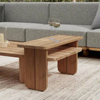 31" Teak Wood Outdoor Coffee Table with Plank-Style Top