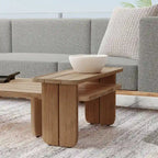 31" Teak Wood Outdoor Coffee Table with Plank-Style Top