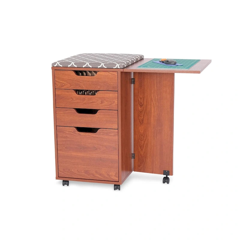 Storage Cabinet with Drawers and Casters - Teak