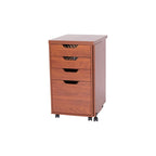 Storage Cabinet with Drawers and Casters - Teak