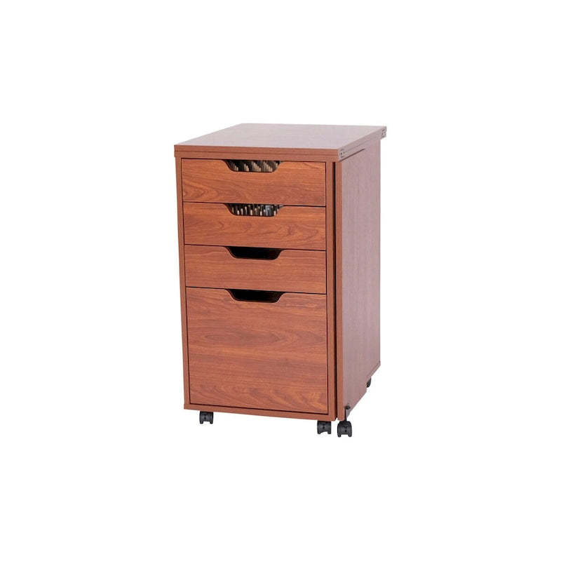 Storage Cabinet with Drawers and Casters - Teak