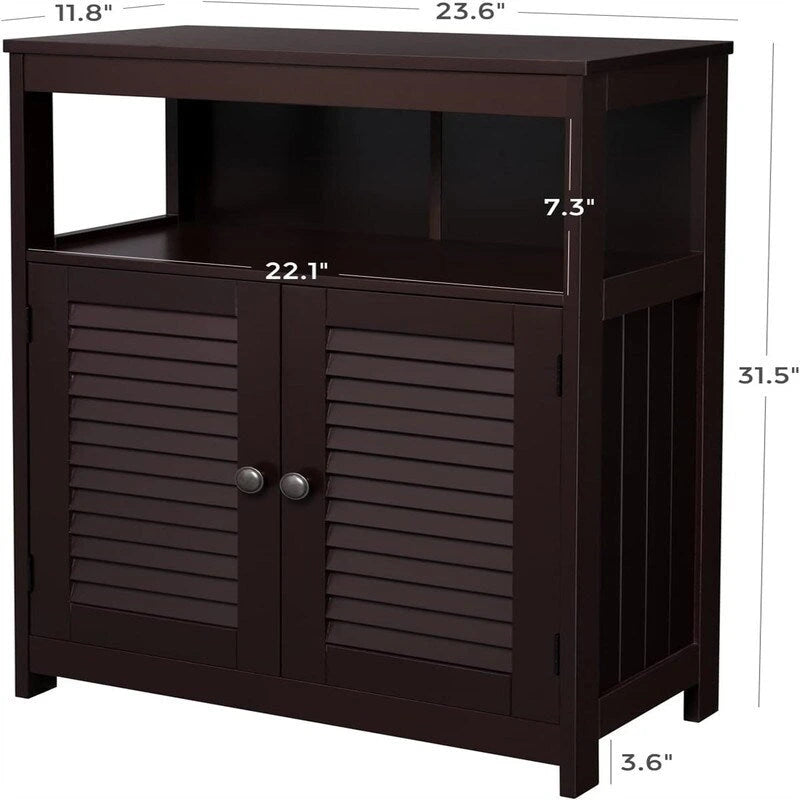 Freestanding Bathroom Floor Cabinet with Open Shelf and 2 Drawers