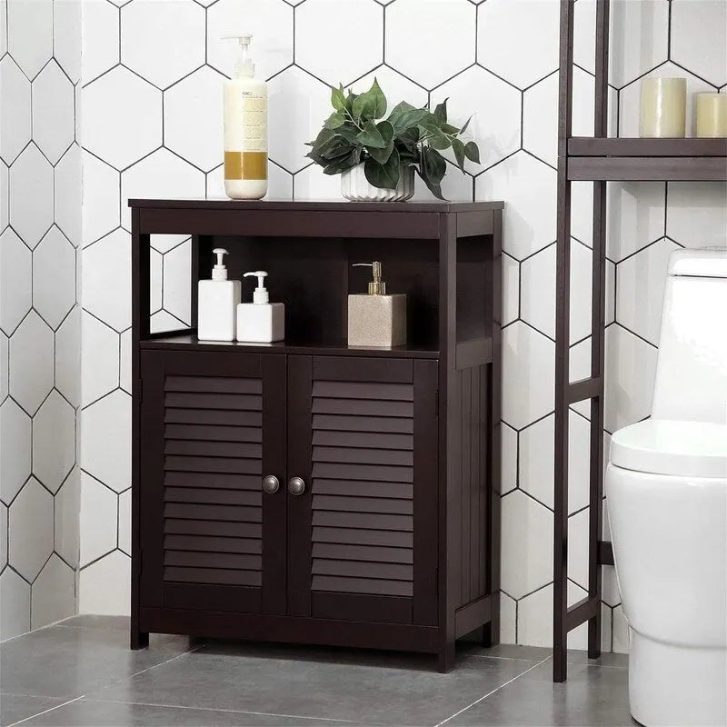 Freestanding Bathroom Floor Cabinet with Open Shelf and 2 Drawers