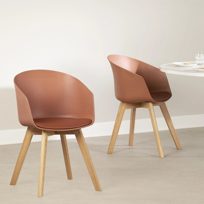 Set of 2 Dining Chairs with Beech Wood Legs