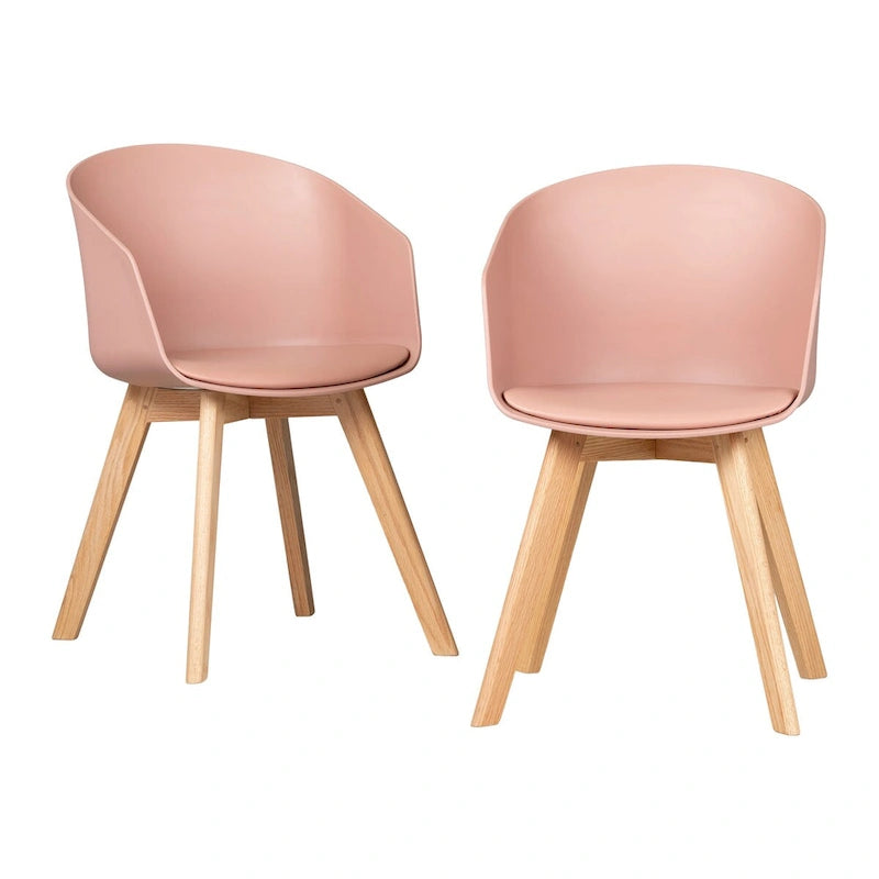 Set of 2 Dining Chairs with Beech Wood Legs