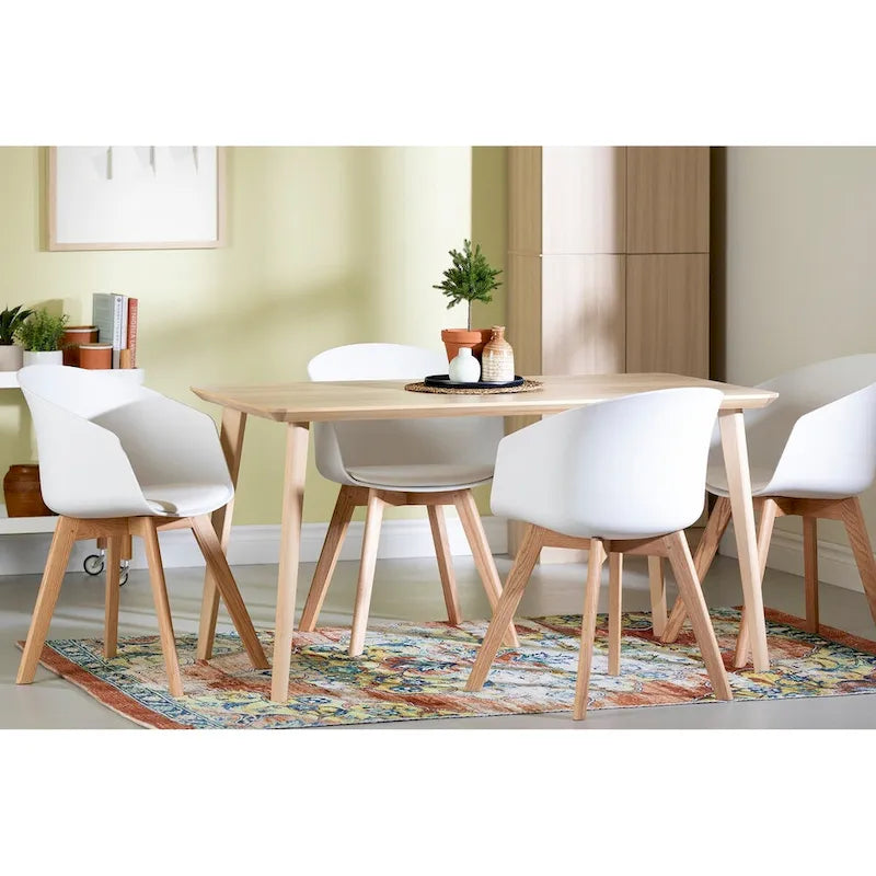 Set of 2 Dining Chairs with Beech Wood Legs