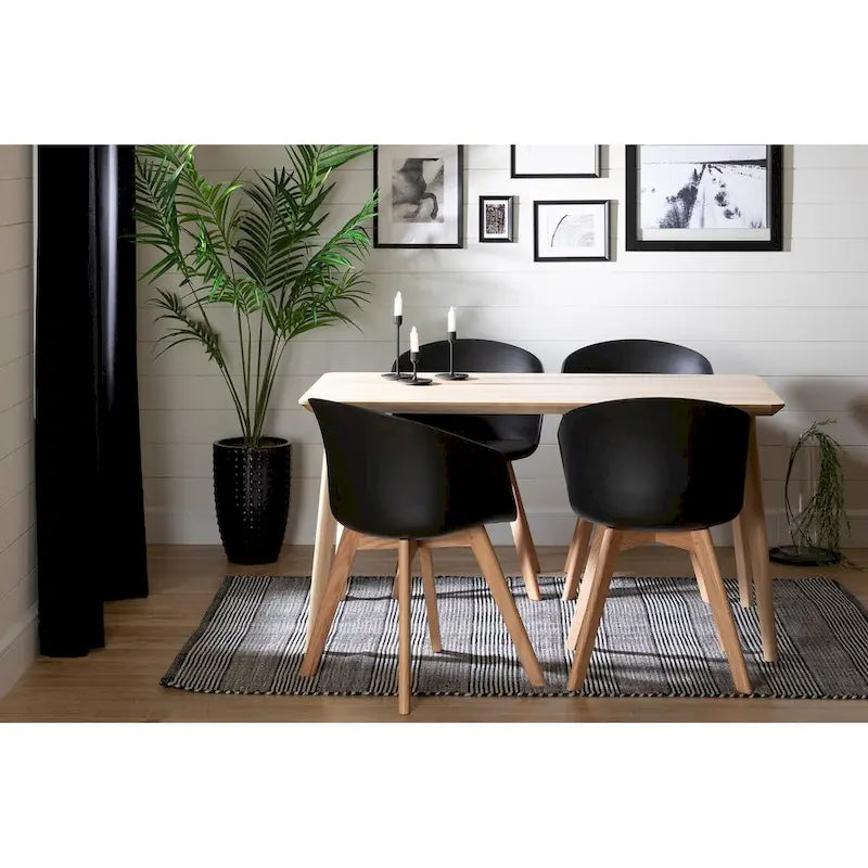 Set of 2 Dining Chairs with Beech Wood Legs