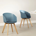 Set of 2 Dining Chairs with Beech Wood Legs
