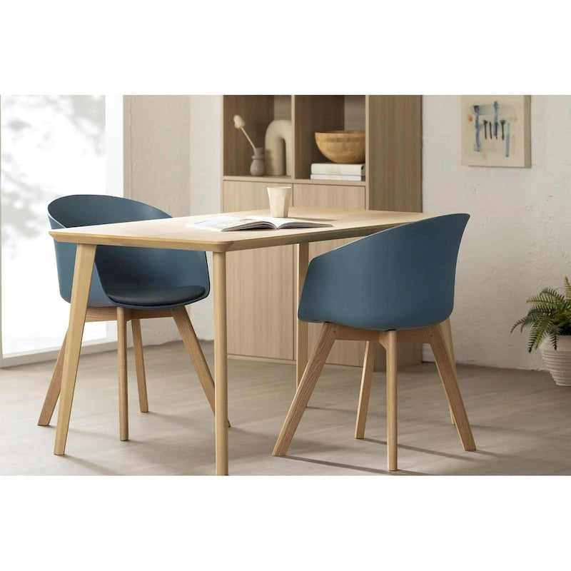 Set of 2 Dining Chairs with Beech Wood Legs