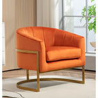 Velvet Accent Armchair with Gold Metal Frame