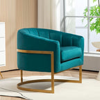Velvet Accent Armchair with Gold Metal Frame
