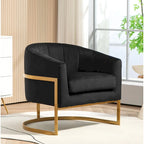 Velvet Accent Armchair with Gold Metal Frame