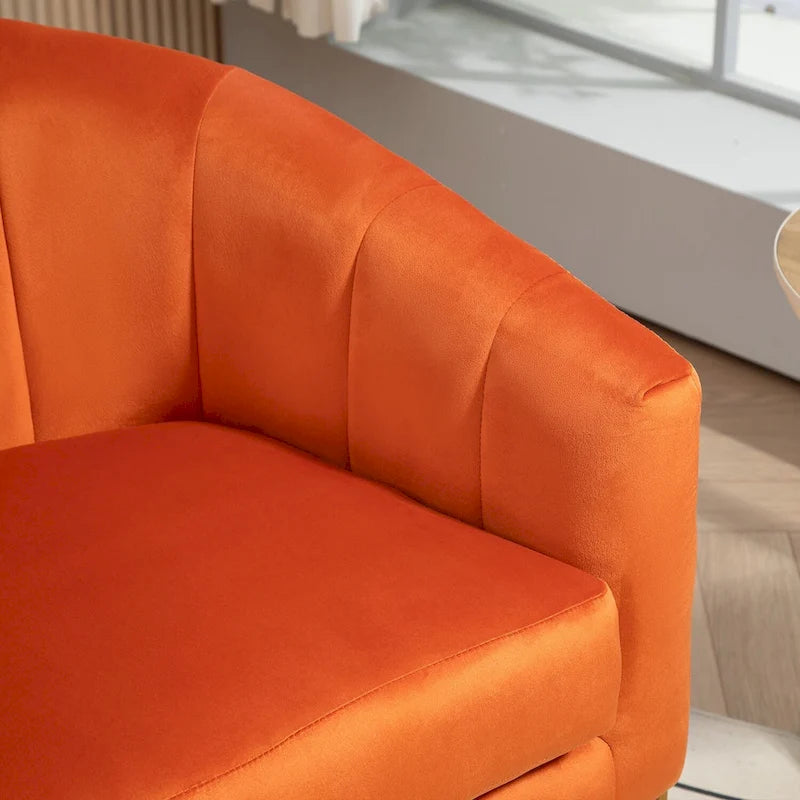 Velvet Accent Armchair with Gold Metal Frame