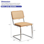 Rattan Dining Chairs with Chrome Legs, Set of 2