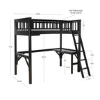 Wooden Twin Study Loft Bed